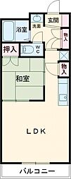 高砂ハイツ石原 1LDKの間取図画像