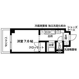 バウスクロス日進竹の山 ワンルームの間取図画像