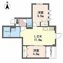 コンフォート東駒爪 2LDKの間取図画像