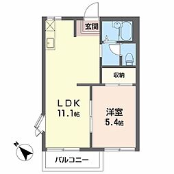 フレグランスハサマB 1LDKの間取図画像