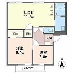 グレートタウン立川C 2LDKの間取図画像