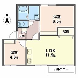 フレグランスフジA 2LDKの間取図画像