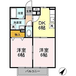 サンパレス音路2 2DKの間取図画像