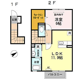 ディアス下伊敷 1LDKの間取図画像
