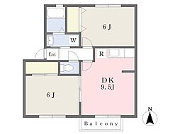 セジュールK's-2 2DKの間取図画像