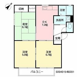 バリュージュ協和B 3DKの間取図画像