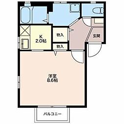 YKリヴェールA 1Kの間取図画像