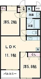 Soleil本厚木 2LDKの間取図画像
