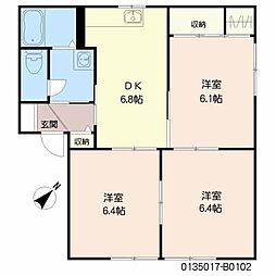 フォーレス神崎B 3DKの間取図画像