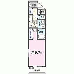 プレッソパーク 1Kの間取図画像