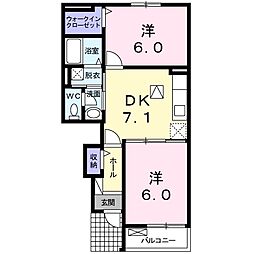 ヴィータプラシード 2DKの間取図画像