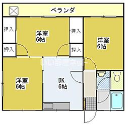 マンションミエヨシ 3DKの間取図画像