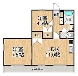 レオパレス荒打1 2LDKの間取図画像