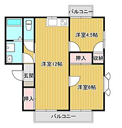 ハミング雅3 2LDKの間取図画像