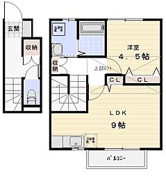 アパート 1DKの間取図画像