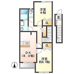 アメジストM&S 2DKの間取図画像