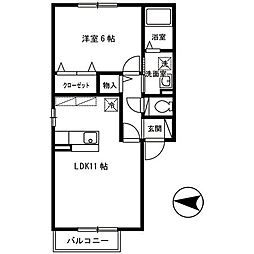 セジュール・アンテ 1LDKの間取図画像