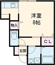 suns 荒尾 ワンルームの間取図画像