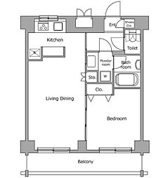 レジディア上落合 1LDKの間取図画像