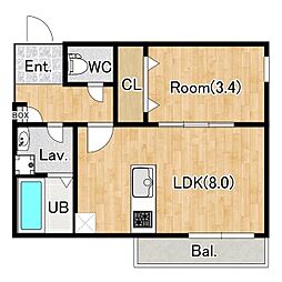 ジーメゾン東岩槻フェリシア 1LDKの間取図画像