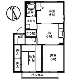 コーポ江田島B 3DKの間取図画像