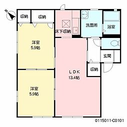 シャーメゾンみちC 2LDKの間取図画像