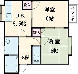 サンライズタウンC 2DKの間取図画像