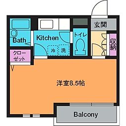 シンフォニア厚木 1Kの間取図画像