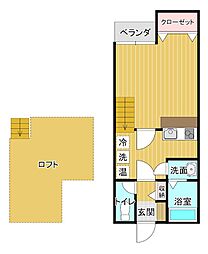 コテージ・オオクラ 1Kの間取図画像