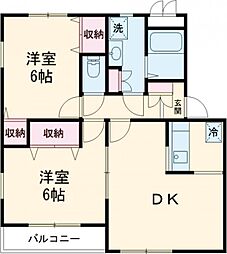 リビウスヨーロピアン芝伍番館 2LDKの間取図画像