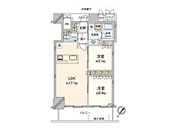 ジオタワー大阪十三 2LDKの間取図画像