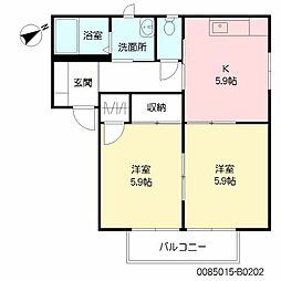フォーレス三城B 2Kの間取図画像
