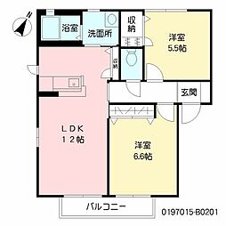 花ぞ野ローズガーデンBreden 2LDKの間取図画像