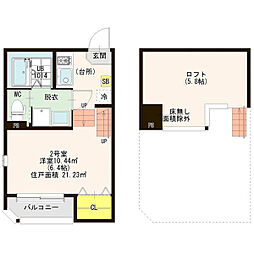 ハーモニーテラス中杉町2 ワンルームの間取図画像