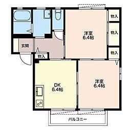 ライフステージA 2DKの間取図画像