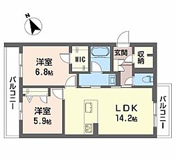 シャーメゾン みずの森 2LDKの間取図画像