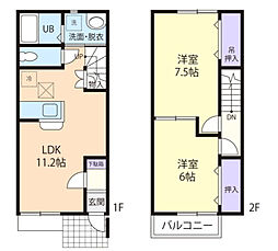 サニーカーサ・ハル 2LDKの間取図画像