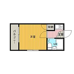 メイゾン道徳 1Kの間取図画像
