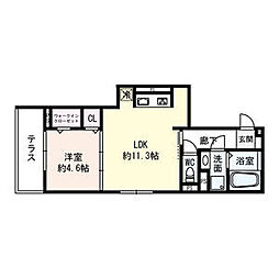 ラヴィベル本堅田 1LDKの間取図画像