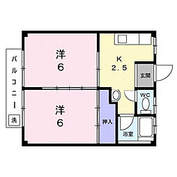 ハイツ副島 2Kの間取図画像