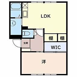 エーデルハイムB 1LDKの間取図画像