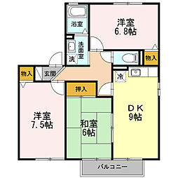 レジデンスかとう 3DKの間取図画像