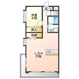 シーズンコート植田南 1LDKの間取図画像