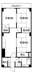 常緑ハイツ 3DKの間取図画像