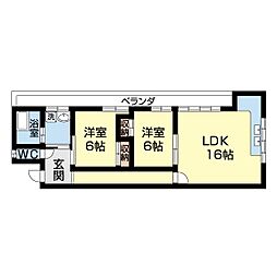 ベイカーズフィールド1 2LDKの間取図画像