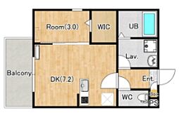 ジーメゾン海老名門沢橋ルリエ 1DKの間取図画像