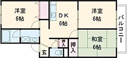 パークヒルズ春日丘 3DKの間取図画像