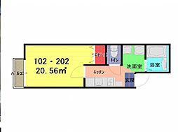 グランウッド上尾 1Kの間取図画像