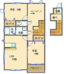 ボヌフェールA 2SLDKの間取図画像