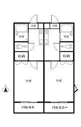 ハイツヤマネ2 1Kの間取図画像